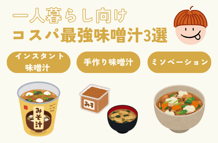 一人暮らし向け、コスパ最強味噌汁3選