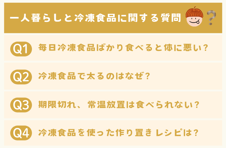 一人暮らしと冷凍食品に関する質問