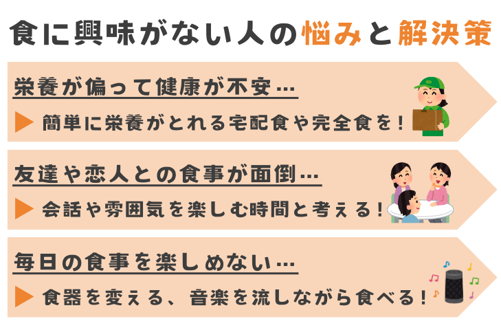 食に興味がない人のよくある悩みと解決策