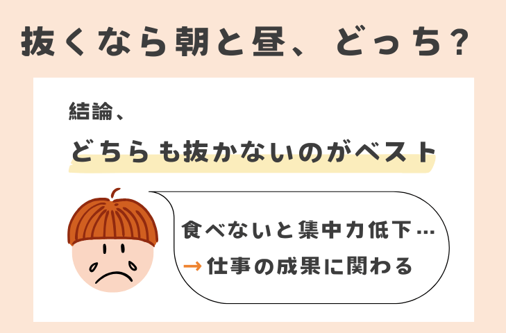 朝食抜きと昼食抜き、どっちがマシ？
